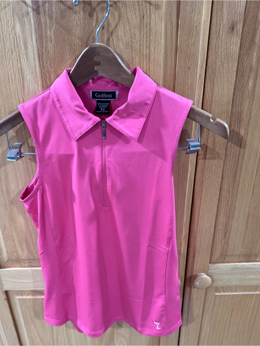 Golftini Hot Pink Sleeveless Zip Golf Polo Top Performance Stretch XS UPF 30+ - Picture 3 of 8